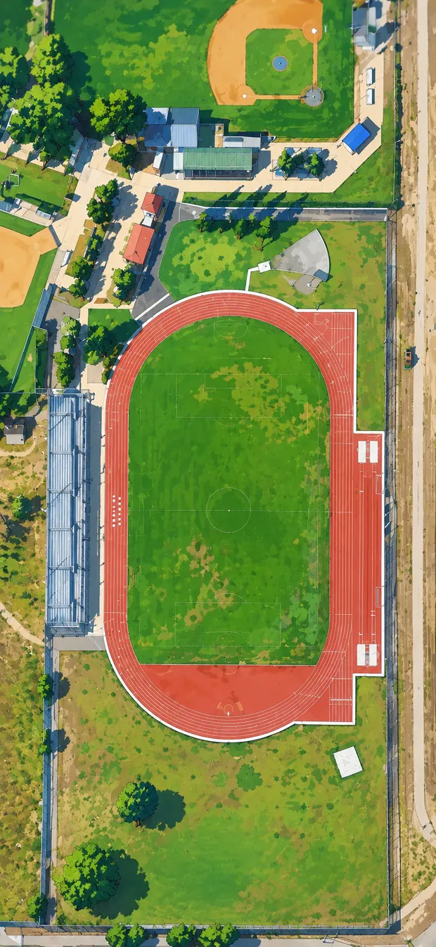 Aerial view of Oxnard College Stadium, a soccer field in the 805